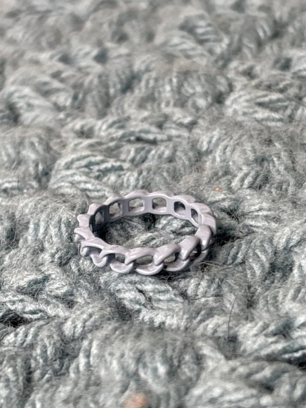 Light Blue Enameled Chain Ring Size 5.25